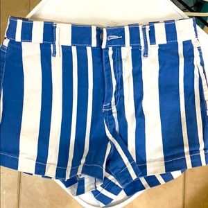 Blue and white striped shorts